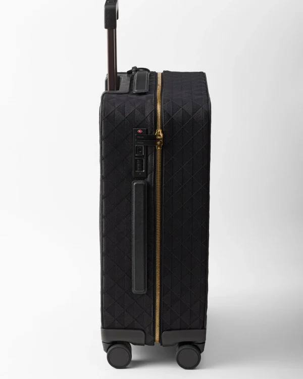 Luggage And Carry On*Prada Embroidered fabric trolley Black