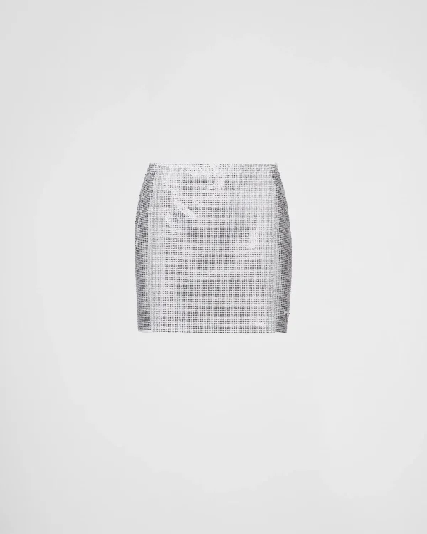 Skirts*Prada Embroidered jersey miniskirt White