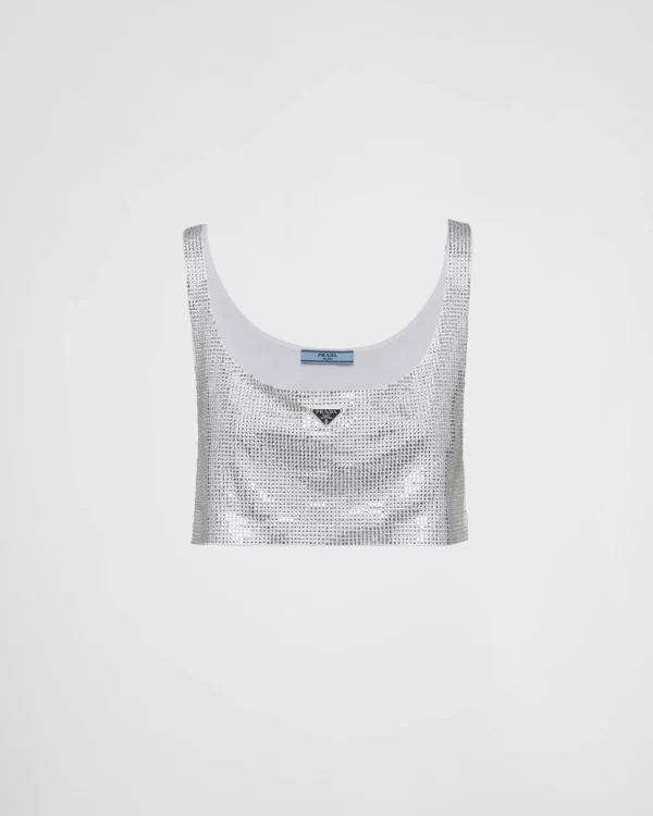 T-shirts And Sweatshirts*Prada Embroidered jersey top White