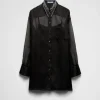 Dresses*Prada Embroidered organza mini-dress Black