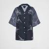 Shirts And Tops*Prada Embroidered organza shirt Inkblue