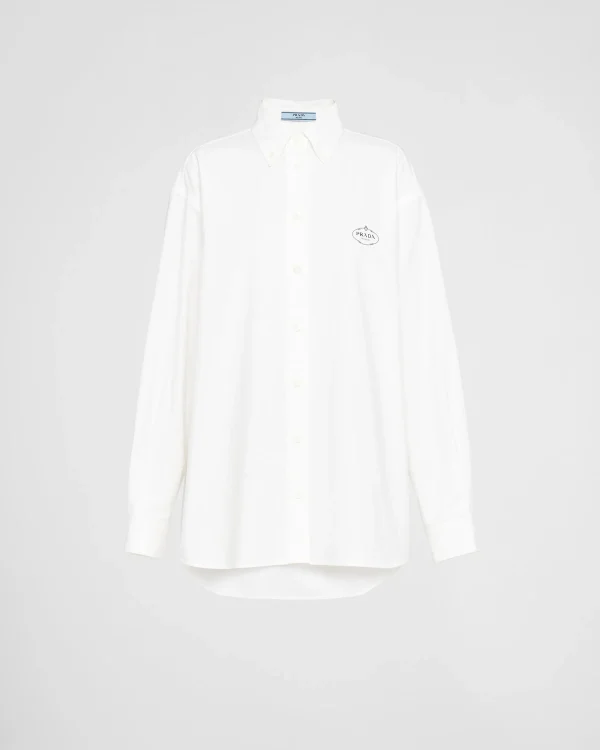 Shirts And Tops*Prada Embroidered Oxford cotton shirt White