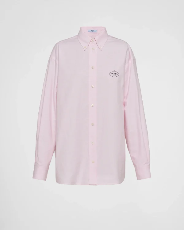 Shirts And Tops*Prada Embroidered Oxford cotton shirt Pink