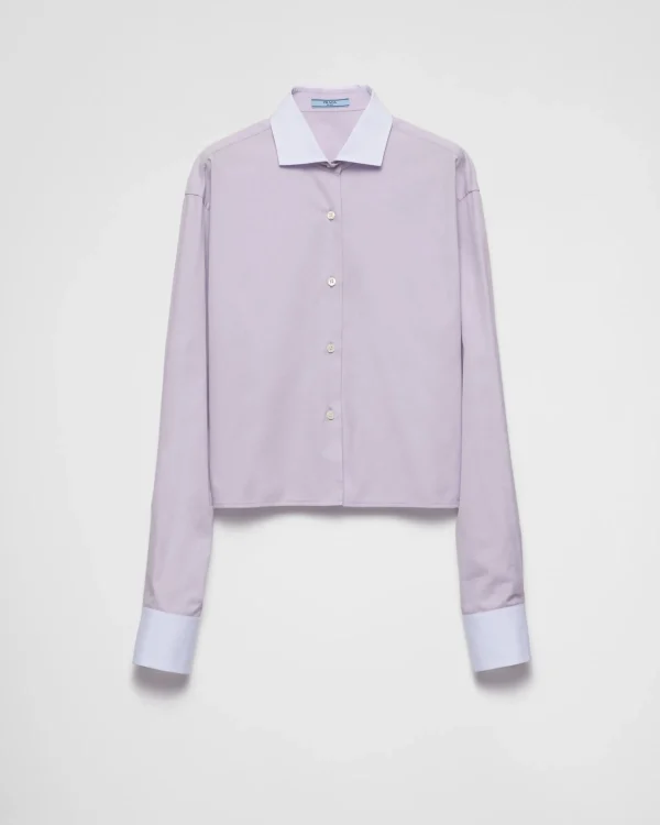 Shirts And Tops*Prada Embroidered Oxford cotton and poplin shirt Lilac