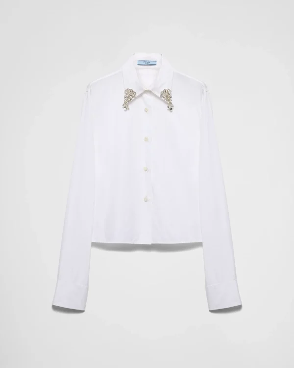 Shirts And Tops*Prada Embroidered poplin shirt White