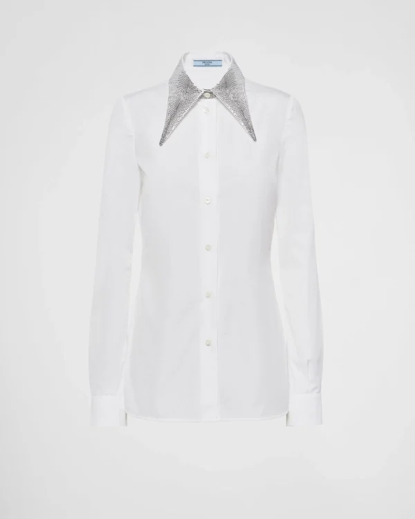 Shirts And Tops*Prada Embroidered poplin shirt White