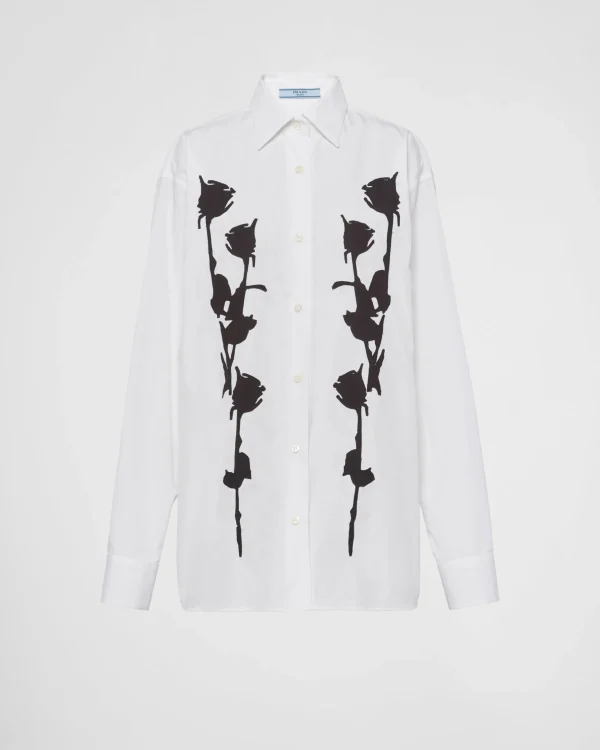 Shirts And Tops*Prada Embroidered poplin shirt White