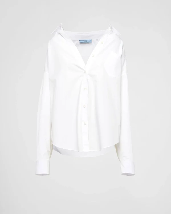 Shirts And Tops*Prada Embroidered poplin shirt White