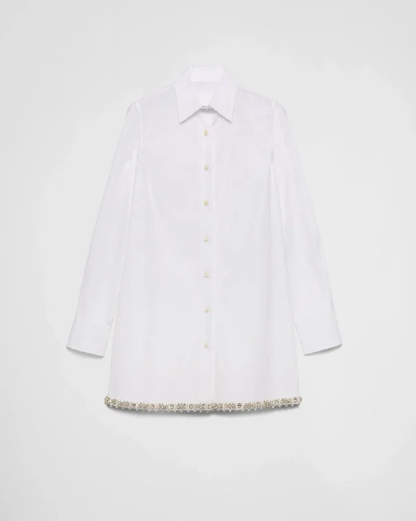 Shirts And Tops*Prada Embroidered poplin shirt White