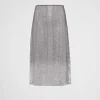 Skirts*Prada Embroidered rhinestone mesh midi-skirt Crystal