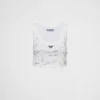 T-shirts And Sweatshirts | Shirts And Tops*Prada Embroidered ribbed knit jersey top White