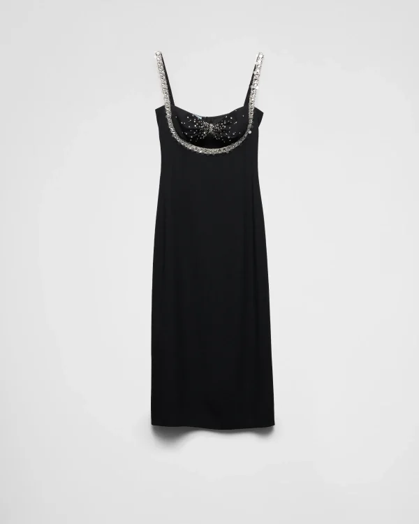 Dresses*Prada Embroidered sablé dress Black