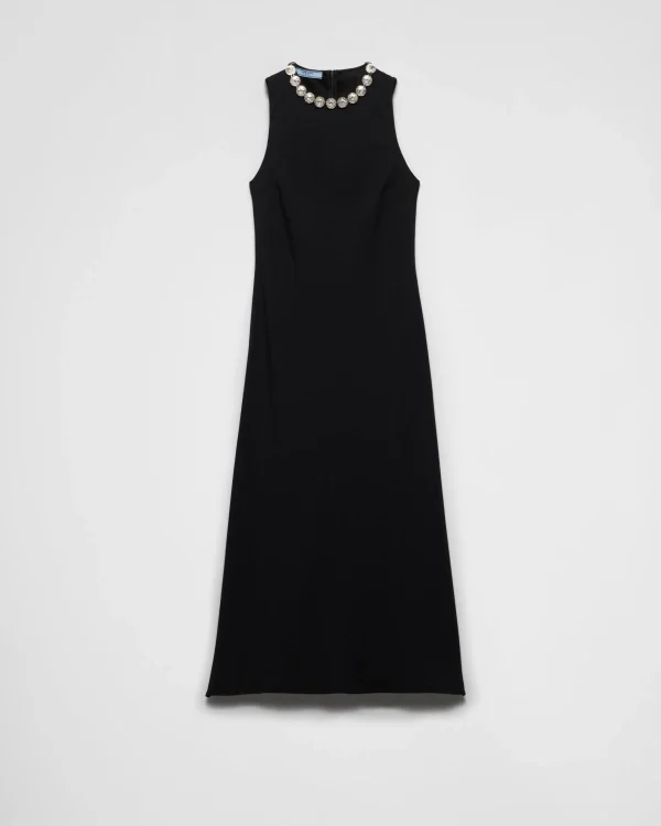 Dresses*Prada Embroidered sablé dress Black