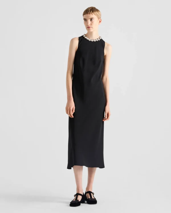 Dresses*Prada Embroidered sablé dress Black