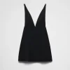 Dresses*Prada Embroidered sablé mini-dress Black