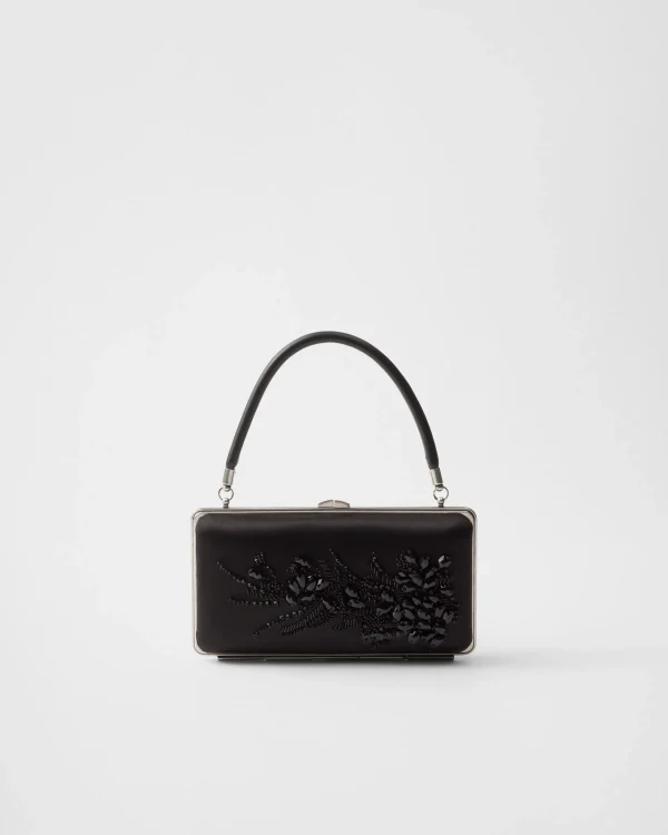 Mini Bags | Mini Bags*Prada Embroidered satin clutch Black