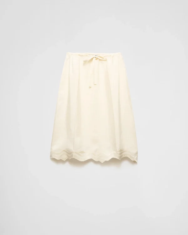 Skirts*Prada Embroidered silk habutai skirt Vanilla