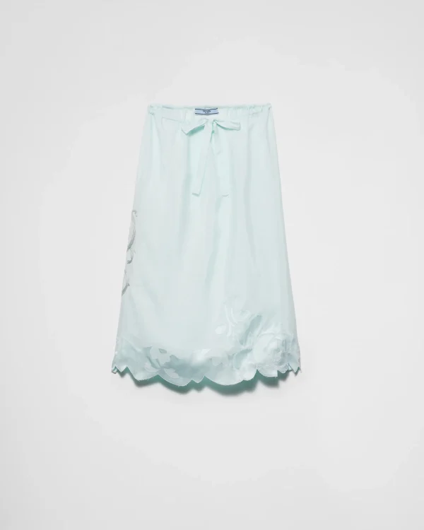 Skirts*Prada Embroidered silk habutai skirt Chlorophyllgreen