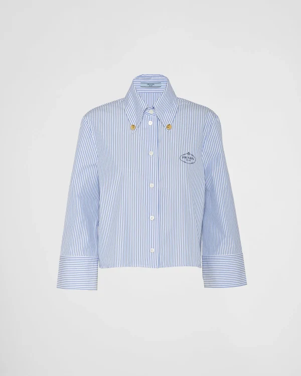 Shirts And Tops*Prada Embroidered striped shirt White/lightblue