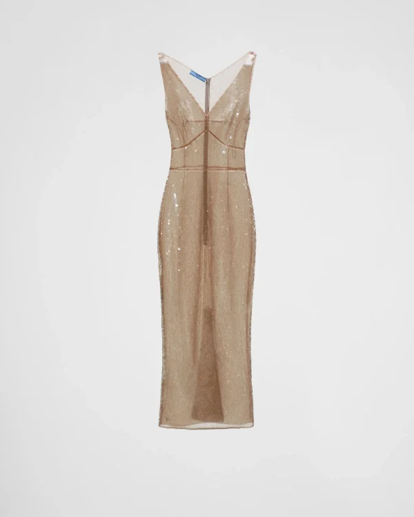 Dresses*Prada Embroidered tulle dress Pearlgray