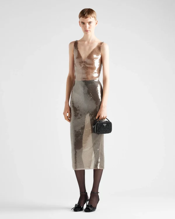 Dresses*Prada Embroidered tulle dress Pearlgray