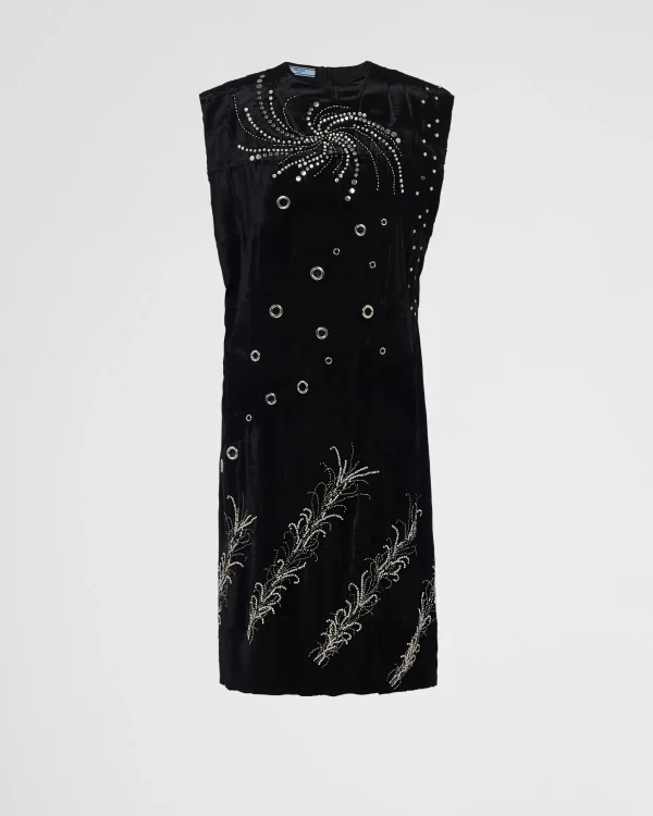 Dresses*Prada Embroidered velvet dress Black