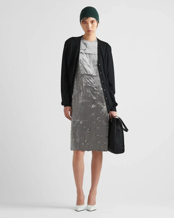 Dresses*Prada Embroidered velvet dress Hematite