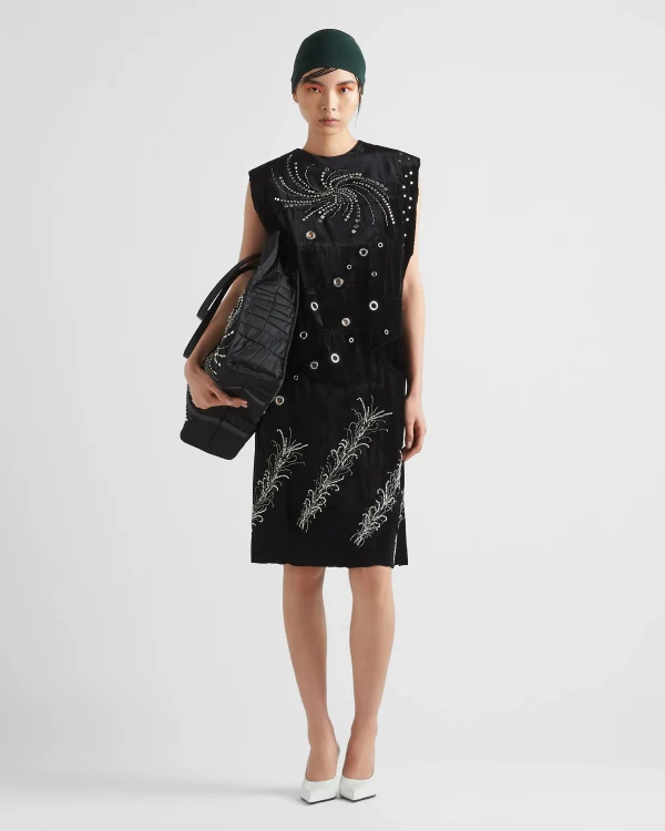 Dresses*Prada Embroidered velvet dress Black