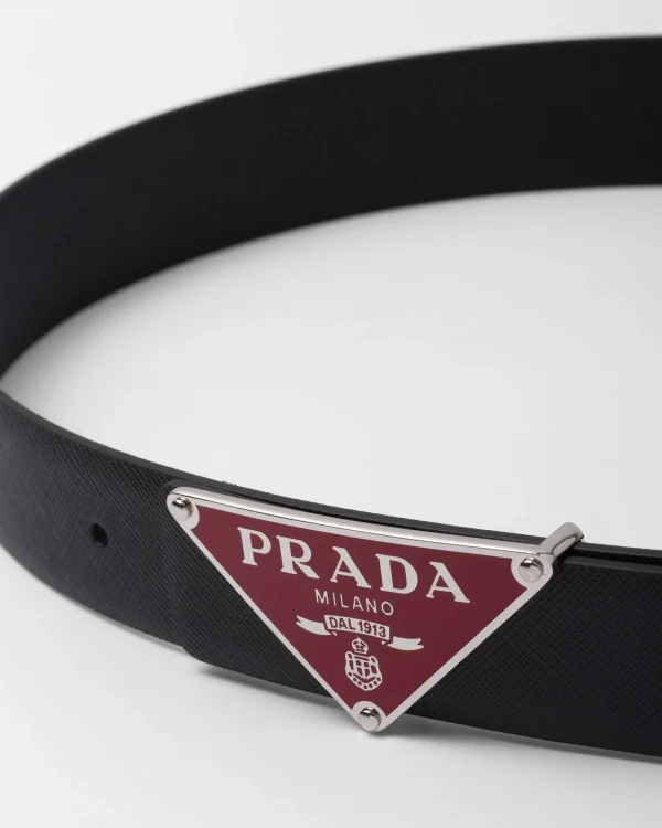 Custom Belts*Prada Enameled metal belt buckle Fieryred