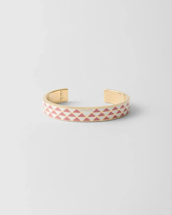 Jewels*Prada Enameled metal bracelet White/petalwood