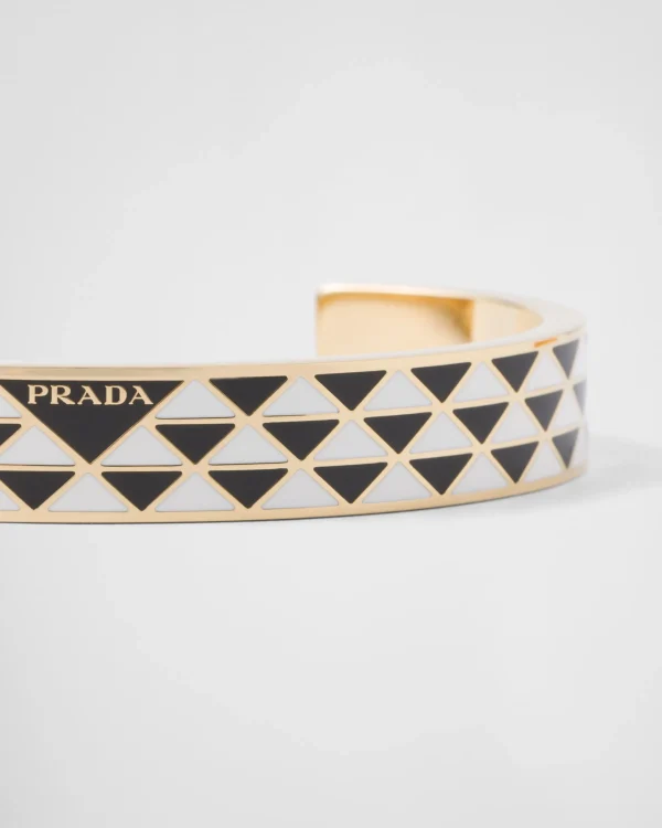 Jewels*Prada Enameled metal bracelet Black/white