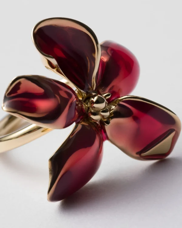 Jewels*Prada Enameled metal ring Petalpink