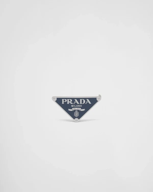 Custom Belts*Prada Enameled-metal belt buckle Bluette