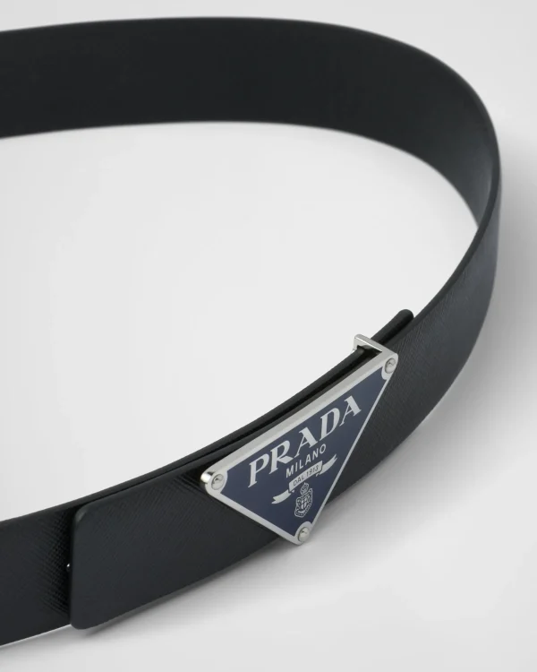 Custom Belts*Prada Enameled-metal belt buckle Bluette