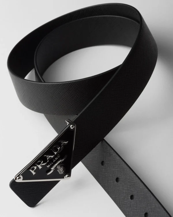 Custom Belts*Prada Enameled-metal belt buckle Black