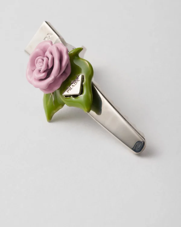 Headbands And Hair Accessories*Prada Enamelled metal hair clip Petalpink