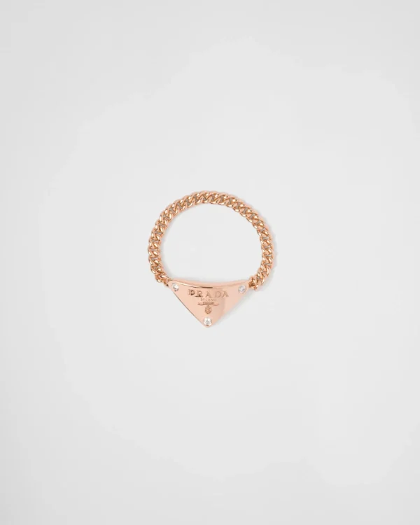 Rings*Prada Eternal Gold chain ring in pink gold with diamonds Rosegold/white