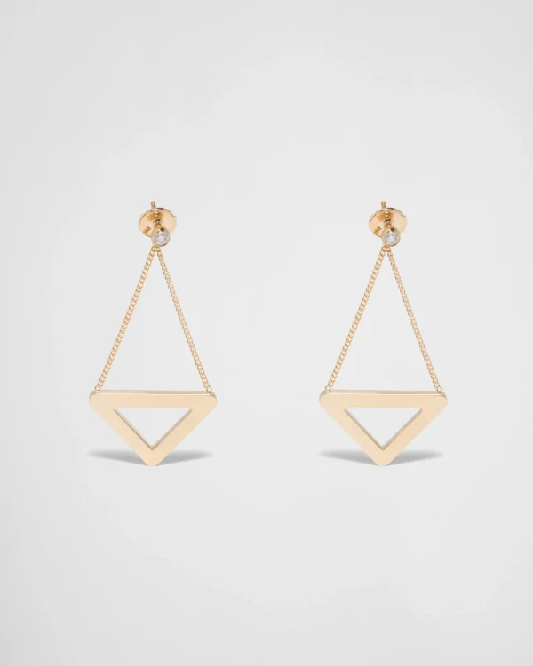 Earrings And Brooches*Prada Eternal Gold cut-out drop earrings in yellow gold with diamonds Gold/white