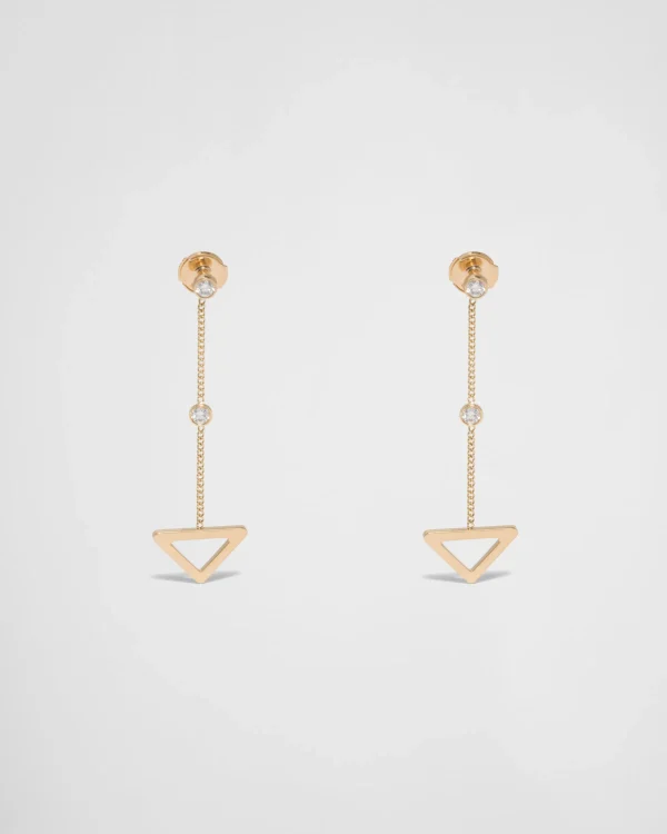 Earrings And Brooches*Prada Eternal Gold cut-out drop earrings in yellow gold with diamonds Gold/white