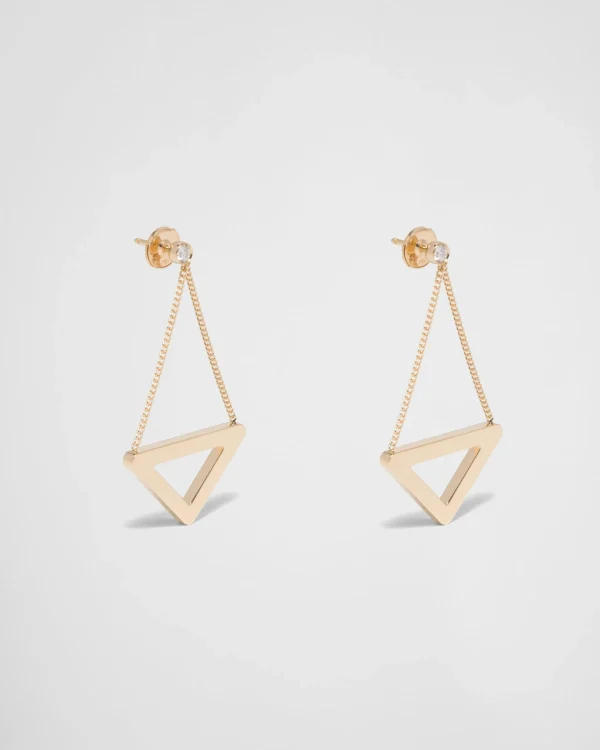 Earrings And Brooches*Prada Eternal Gold cut-out drop earrings in yellow gold with diamonds Gold/white