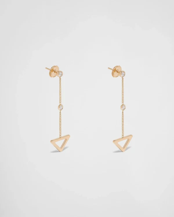 Earrings And Brooches*Prada Eternal Gold cut-out drop earrings in yellow gold with diamonds Gold/white