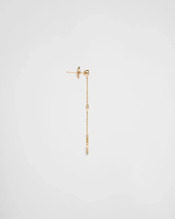 Earrings And Brooches*Prada Eternal Gold cut-out drop earrings in yellow gold with diamonds Gold/white