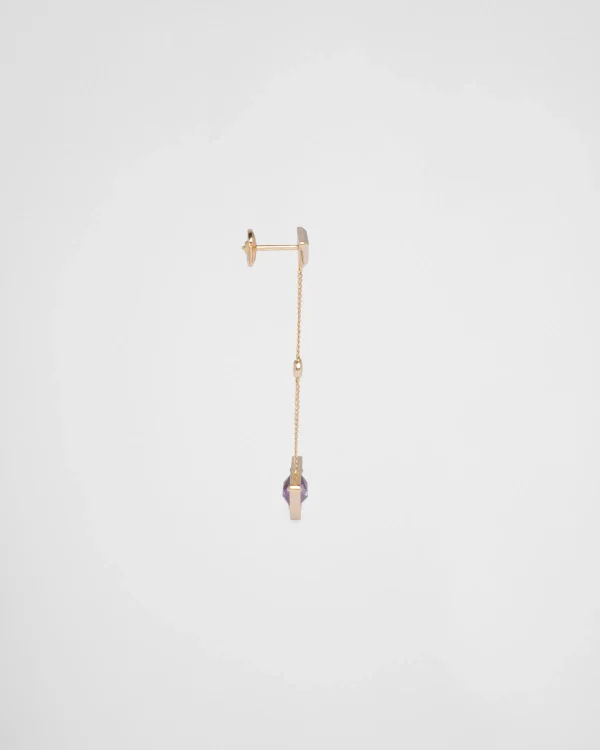 Earrings And Brooches*Prada Eternal Gold drop earrings in yellow gold with diamonds and amethyst Gold/methyst