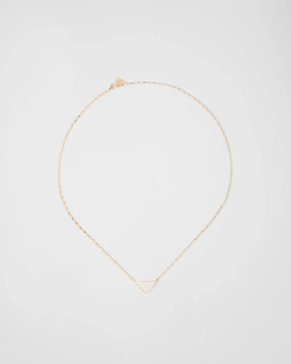 Necklaces*Prada Eternal Gold Eternal mini triangle pendant necklace in yellow gold and diamonds Gold/white