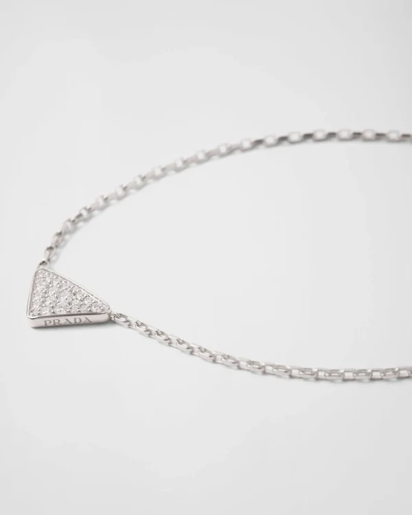 Necklaces*Prada Eternal Gold micro triangle pendant necklace in white gold and diamonds Whitegold/white