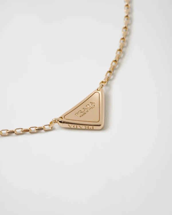 Necklaces*Prada Eternal Gold micro triangle pendant necklace in yellow gold and diamonds Gold/white