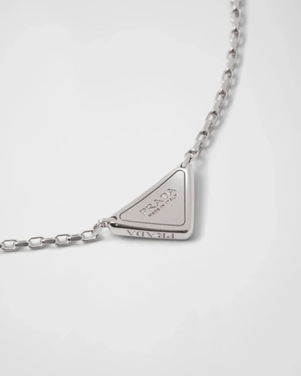 Necklaces*Prada Eternal Gold micro triangle pendant necklace in white gold and diamonds Whitegold/white