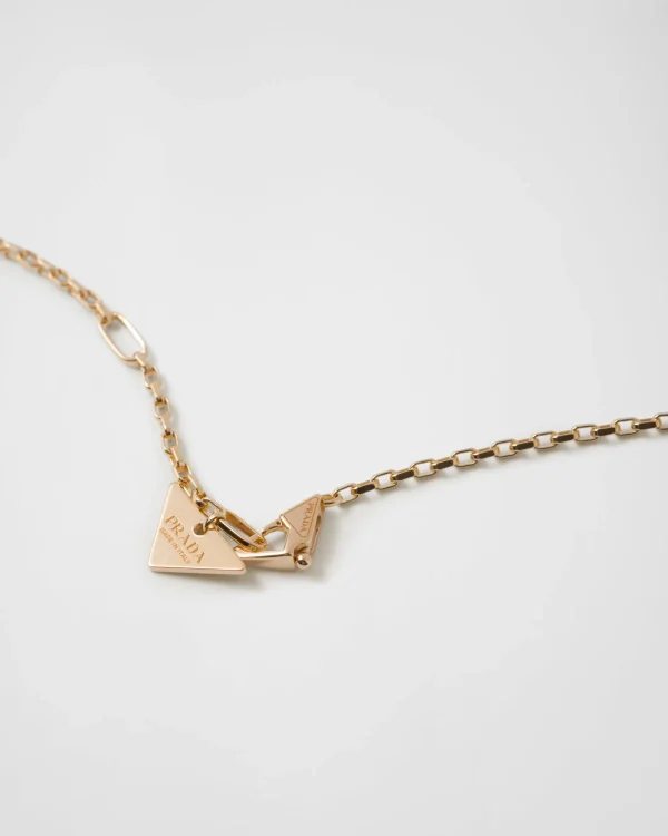 Necklaces*Prada Eternal Gold micro triangle pendant necklace in yellow gold and diamonds Gold/white