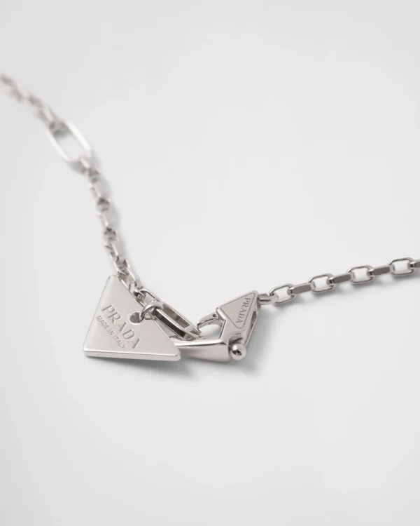 Necklaces*Prada Eternal Gold micro triangle pendant necklace in white gold and diamonds Whitegold/white