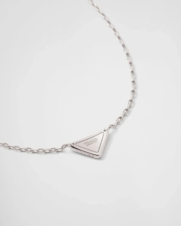 Necklaces*Prada Eternal Gold mini triangle pendant necklace in white gold and diamonds Whitegold/white